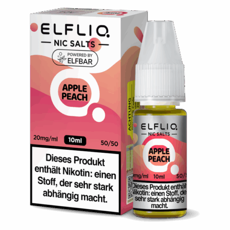 Elfbar Elfliq Apple Peach Liquid Pinke Apfel Pfirsich Geschmack Bild der Verpackung 20 mg Nikotinsalz Dampfen