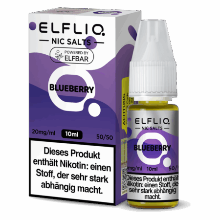Elfbar Elfliq Blueberry Liquid Heidelbeer Geschmack Bild der Verpackung 20 mg Nikotinsalz Dampfen
