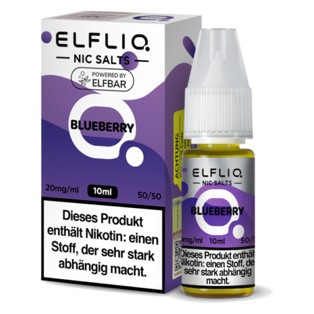 Elfbar Elfliq Blueberry Liquid Heidelbeer Geschmack Bild der Verpackung 20 mg Nikotinsalz Dampfen