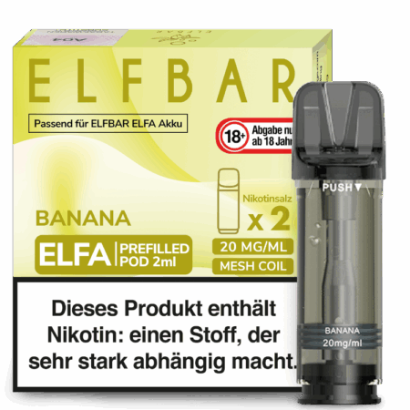 Elfbar Elfa Banana Pod Bananen Geschmack Bild der Verpackung Dampfen