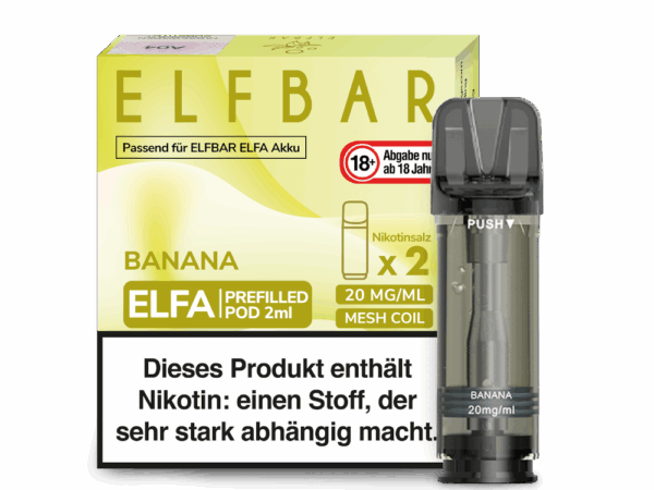 Elfbar Elfa Banana Pod Bananen Geschmack Bild der Verpackung Dampfen