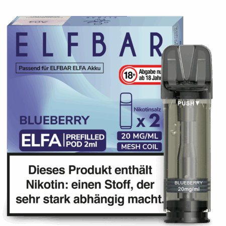 Elfbar Elfa Blueberry Heidelbeer Geschmack Bild der Verpackung Dampfen