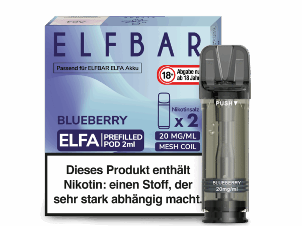 Elfbar Elfa Blueberry Heidelbeer Geschmack Bild der Verpackung Dampfen