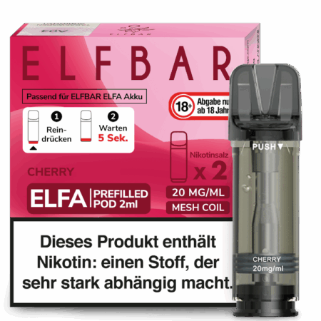 Elfbar Elfa Cherry Candy Pod Kirsch Geschmack Bild der Verpackung Dampfen
