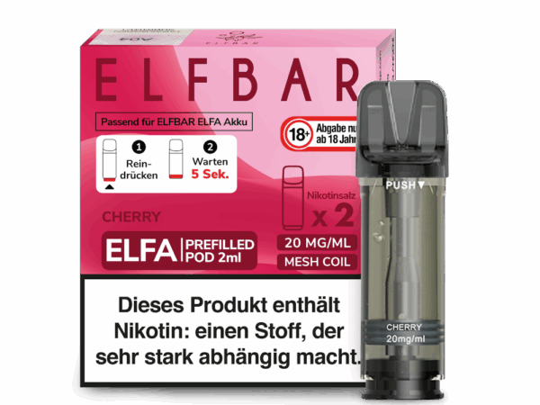 Elfbar Elfa Cherry Candy Pod Kirsch Geschmack Bild der Verpackung Dampfen