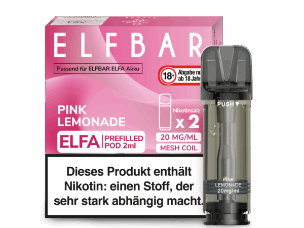 Elfbar Elfa Pink Lemonade Pod Pinke Limonade Geschmack Bild der Verpackung Dampfen