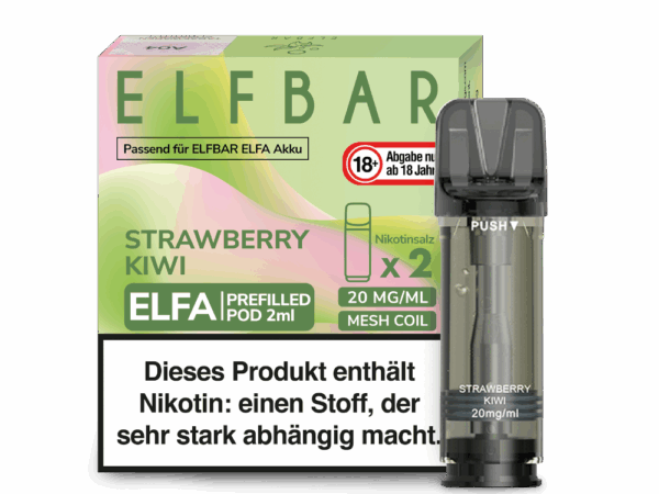 Elfbar Elfa Strawberry Kiwi Erdbeer und Kiwi Geschmack Bild der Verpackung Dampfen