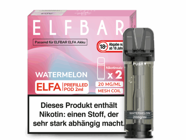Elfbar Elfa Watermelon Bild der Verpackung Wassermelone Geschmack Dampfen