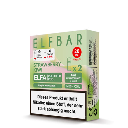 Elfbar Elfa Strawberry Kiwi Erdbeer und Kiwi Geschmack Bild der Verpackung Dampfen