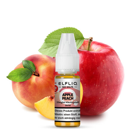Elfbar Elfliq Apple Peach Liquid Apfel Pfirsich Geschmack Bild mit Apfel und Pfirsich 20mg Nikotinsalz Dampfen