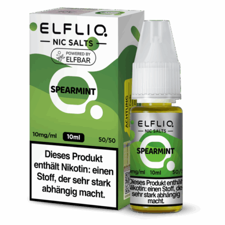 Elfbar Elfliq Spearmint Menthol Liquid Bild mit der Verpackung 10mg Nikotinsalz Dampfen
