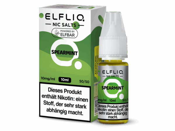 Elfbar Elfliq Spearmint Menthol Liquid Bild mit der Verpackung 10mg Nikotinsalz Dampfen