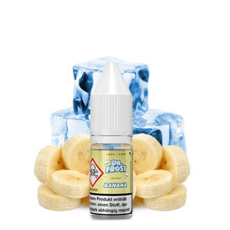 Dr. Frost Ice Cold Banana Eisgekühlte Banane Geschmack Bild der Flasche mit Bananen und Eiswürfel
