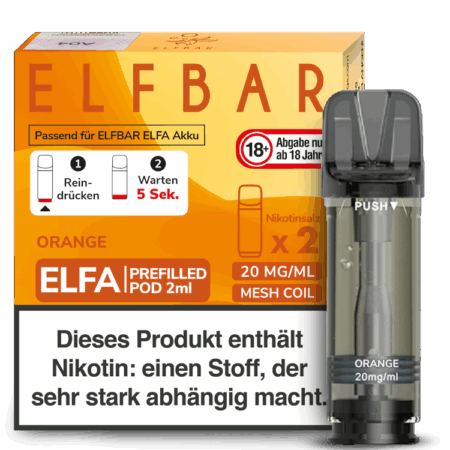 Elfbar Elfa Orange Geschmack Bild der Verpackung Dampfen