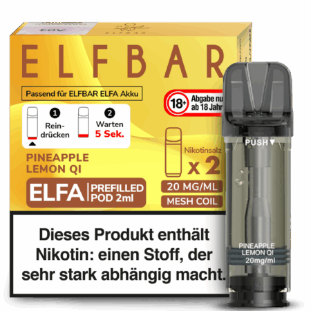 Elfbar Elfa Pineapple Lemon Qi Bild der Verpackung Dampfen