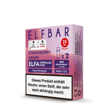 Elfbar Elfa Strawberry Grape Erdbeer und Traube Geschmack Bild der Verpackung Dampfen