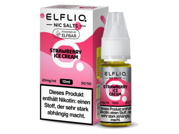 Elfbar Elfliq Strawberry Ice Cream Liquid Erdbeer Speiseeis Geschmack Bild der Verpackung 20 mg Nikotinsalz Dampfen