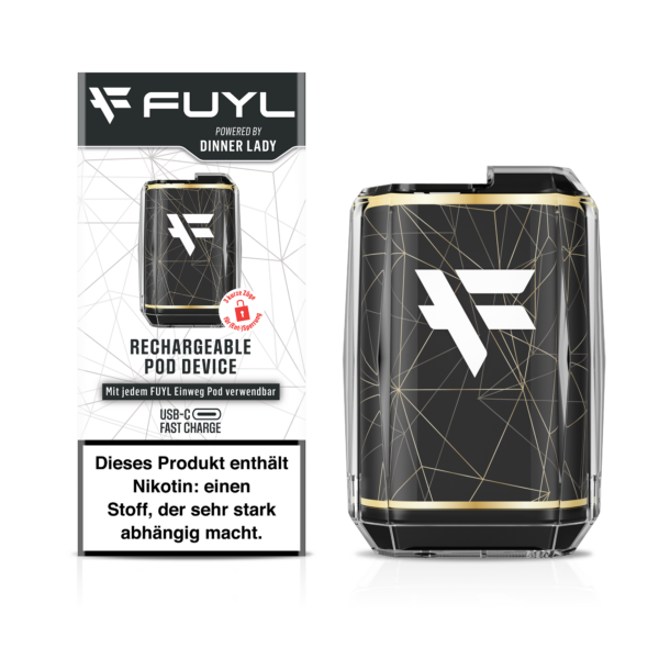 Fuyl Pod Rechargeable Device Bild mit Gerät und Karton powered by Dinner Lady