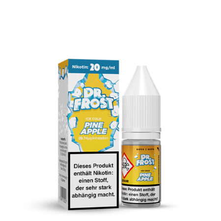 Dr. Frost Ice Cold Pineapple eisgekühlte Ananas Geschmack Bild der Flasche und Verpackung