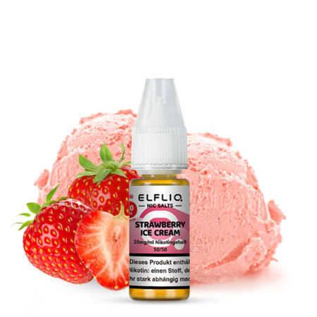 Elfbar Elfliq Strawberry Ice Cream Liquid Erdbeer Speiseeis Geschmack Bild mit Erdbeeren und Erdbeereis 20mg Nikotinsalz Dampfen