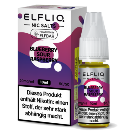 Elfbar Elfliq Blueberry Sour Raspberry Liquid Blauberren saure Himbeeren Geschmack Bild der Verpackung 20 mg Nikotinsalz Dampfen