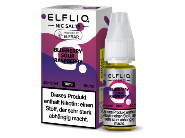 Elfbar Elfliq Blueberry Sour Raspberry Liquid Blauberren saure Himbeeren Geschmack Bild der Verpackung 20 mg Nikotinsalz Dampfen