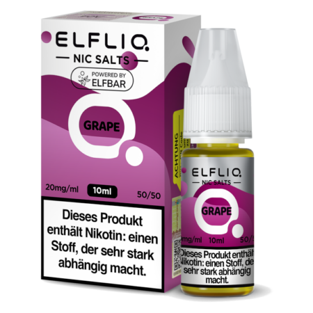 Elfbar Elfliq Grape Liquid Trauben Geschmack Bild der Verpackung 20 mg Nikotinsalz Dampfen