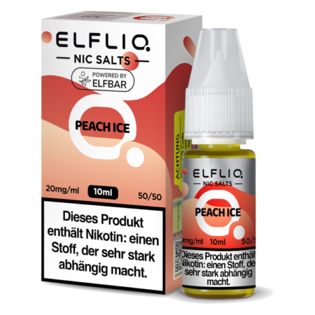 Elfbar Elfliq Peach Ice Liquid Pfirsich Ice Geschmack Bild der Verpackung 20 mg Nikotinsalz Dampfen