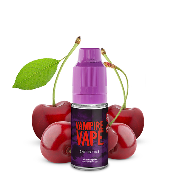 Vampire Vape Cherry Tree 0mg Liquid Geschmack Kirschen Bild der Flasche und Kirschen