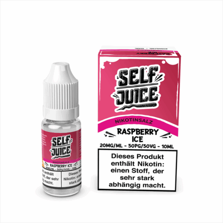 Self Juice Raspberry Ice Liquid; Bild der Flasche und Verpackung; Geschmack: Himbeere mit Ice Effekt