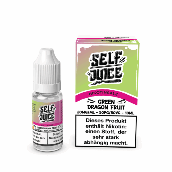Self Juice Green Dragon Fruit Liquid 20mg; Bild der Flasche und Verpackung; Geschmack: Grüne Drachenfrucht