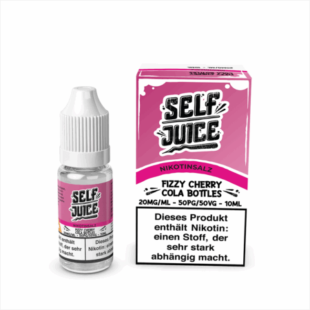 Self Juice Fizzy Cherry Cola Bottles Liquid 20mg; Bild der Flasche und Verpackung; Geschmack: Kirsch-Cola-Bonbon