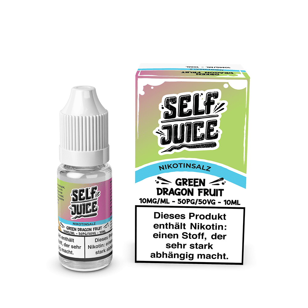 Self Juice Green Dragon Fruit Liquid 10mg; Bild der Flasche und Verpackung; Geschmack: Grüne Drachenfrucht