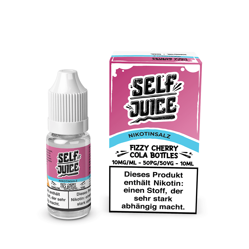 Self Juice Fizzy Cherry Cola Bottles Liquid 10mg; Bild der Flasche und Verpackung; Geschmack: Kirsch-Cola-Bonbon