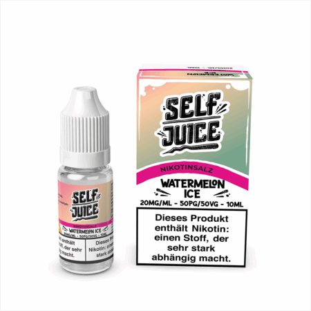 Self Juice Watermelon Ice Liquid; Bild der Flasche und Verpackung; Geschmack: Wassermelone mit Ice