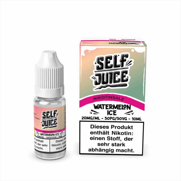 Self Juice Watermelon Ice Liquid; Bild der Flasche und Verpackung; Geschmack: Wassermelone mit Ice